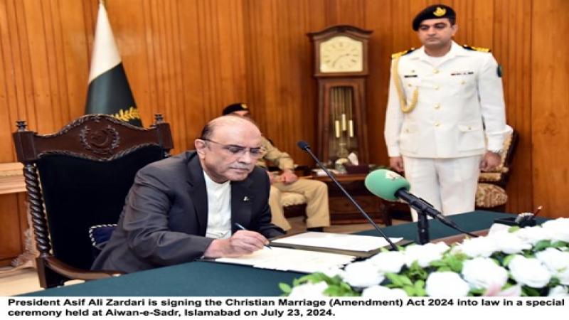 Pakistan Christian News image of President Zardari Signs Christian Marriage Amendment Act, Raising Marriage Age to 18